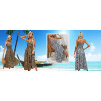 Vestido elegante con tirantes para mujer, estilo informal largo, ligero, sin mangas, con cuello en V y cintura elástica, para playa - details 1