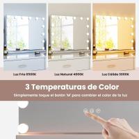 Espejo Maquillaje con Luz, Espejo Hollywood con 14 Bombillas LED, 3 Modos de Iluminación Ajustables, Espejo Tocador con Luz Camerino, Control Táctil, 50 x 12 x 43 cm - details 3