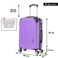 Maleta Cabina ABS 55x40x20cm 40L - 20 Pulgadas - Ruedas Giratoriasdoblescon360ª - Ryanair Vueling Iberia Wizzair - details 2