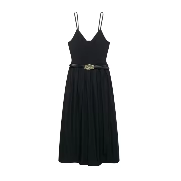 Vestido Largo y Moderno con Cinturón Novedad de Verano 2025 Ropa de Mujer Atractiva y Comodable - 1