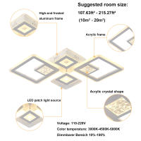 Lámpara de techo acrílica moderna con LED incorporado de 46W controlable por remoto para iluminación de porche y dormitorio con Montaje flush - details 0