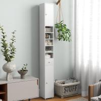 Armario Alto de Baño, Armario Delgado de Baño Alto con 2 Puertas, 1 Cajón y 5 Estantes (Blanco) - details 1