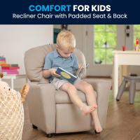 Chandler de Vinilo para niños reclinable con portavasos y reclinable de Seguridad, Silla reclinable contemporánea para niños, admite hasta 90 lbs, Beige - details 6