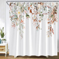 Cortina de Ducha con Hojas de Palma Brillantes y Florales de Gourd Poliéster para Decoración del Hogar y Baño con Gancho - details 2