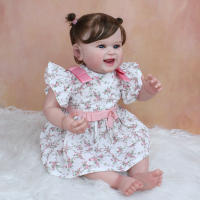 Juguete de bebé Reborn de silicona con piel de pintura 3D para niña, muñeca de Arte de princesa sonriente realista de 55 CM con vena, colección de casa de juegos - details 4