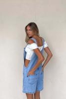 2025 Primavera/Verano Compra rápida Nuevo bolsillo Correa ajustable Lavandería Mono vaquero Pantalones cortos - details 2