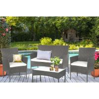 Muebles de jardín de Resina Trenzada Negra - 4 Asientos: 1 sofá, 2 sillones, 1 Mesa de Centro - Cojines Beige con - details 23