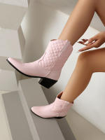 Nuevas botas de mujer occidentales botas cortas botas cortas de cabeza cuadrada retro de tacón grueso para mujer - details 9