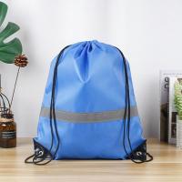 Mochila de gimnasio con cordón y rayas reflectantes, bolso de hombro deportivo de nailon impermeable de poliéster 210D, bolso de Fitness plegable portátil - details 6