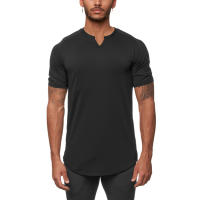 Muscleguys Camiseta de Fitness para Hombres Ajuste Cero, Secado Rápido, Pantalla Sólida, Cuello en V, Ropa de Gimnasio de Poliéster - details 1