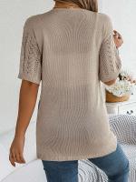 Cárdigan de punto elegante para mujer, a prueba de sol, camisetas huecas de manga corta para primavera y verano - details 21