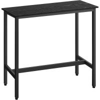 Mesa de Bar, Mesa de Cocina Rectangular Estrecha, Mesa Alta con Marco de Metal Robusto, 40 x 100 x 90 cm, Montaje Simple, Diseño Industrial, Negro Ébano y Negro Tinta - details 0