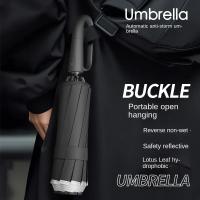 Paraguas plegable con hebilla de anillo inverso, sombrilla automática de negocios Premium, a prueba de viento y lluvia - details 1