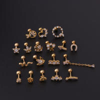 Pendientes de acero inoxidable para mujer, aretes con forma de flor de serpiente, abeja rosa, Placa dorada, piercings para niña, 2 unidades, 16g - details 1