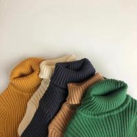 Suéteres de invierno para niños y niñas, jersey corto a cuadros liso, prendas de punto de cuello alto, ropa para niños - details 6