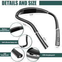 Luz de Lectura de Cuello Flexible, lámpara de Lectura de Manos libre, portátil, recargable por USB, iluminación de libros, novedad - details 4