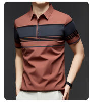 Polo de Seda de Hielo para Hombre Camiseta de Manga Corta de Verano Estilo de Padre Mediano - details 1