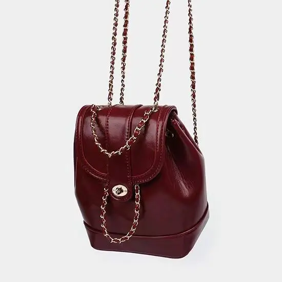 Mochila para mujer versión coreana de Xiaoxiangfeng, mochila de cadena, Mochila para mujer, bolsa pequeña de cuero encerado - 1