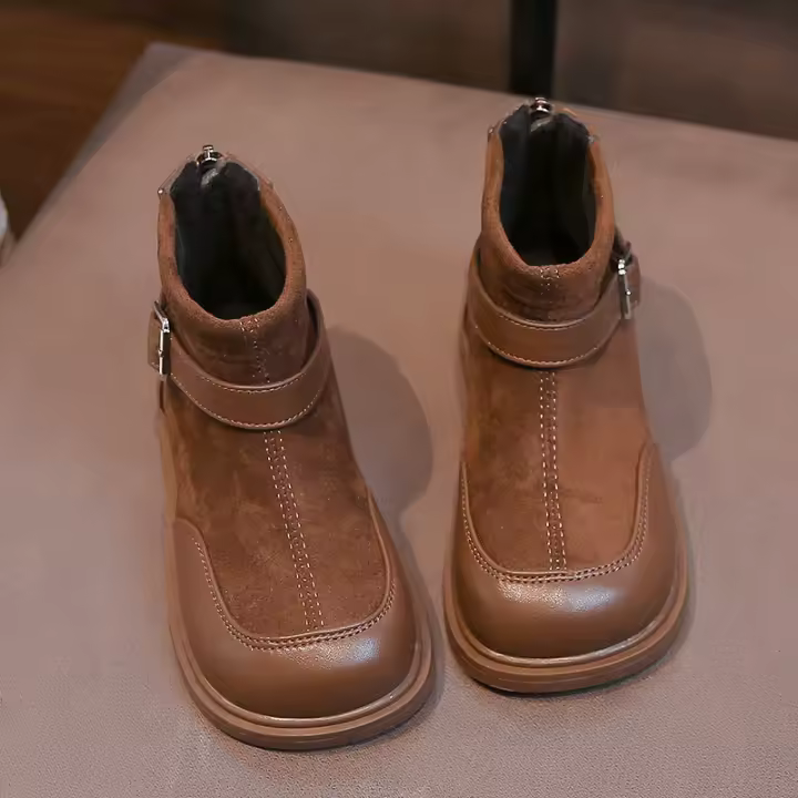 Nuevas botas de algodón térmicas de terciopelo para bebé de estilo británico - 1
