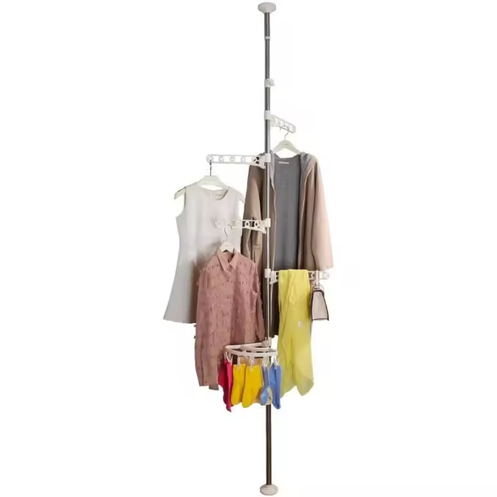 Perchero Extensible de 4 Alas Rebanado Plegable de Acero Inoxidable con Ajuste de Altura - 1