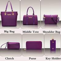 Bolsos Bandolera Mochila Totes Shoppers y bolso de hombro para mujeres Damas Juego de 6 piezas de cuero PU con diseño de nylon y poliéster - details 5