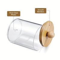 Recipiente de Almacenamiento Acrílico para Baño Organizador de Maquillaje con Tapa de Bambú Caja de Hisopos de Algodón Dispensador de Qtip - details 8