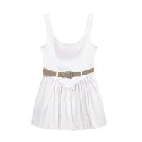 y nueva ropa de mujer de estilo europeo americano con cinturón vestido corto ajustado sin mangas con correa - details 1