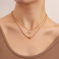 Collar con colgante de circonita y corazón de melocotón de doble capa para mujer, joyería con temperamento, cadena de giro Simple - details 1