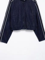 OUWU- Conjunto Vaquero De Calle Alta Para Mujer, Chaqueta Con Cremallera Y Cuello Levantado A Rayas Laterales, Pantalón Con Cordones, Nuevo Conjunto Informal De Moda Primavera 2025 Para Mujer - details 7