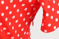 Polka dot print women a-line summer peter pan collar elegant vintage midi party dress - details 8