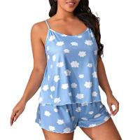 Conjunto de pijama de verano para mujer, ropa de dormir suave, con estampado de amor, camisola y pantalones cortos, talla grande - details 0