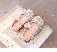 Zapatos con diamantes de imitación para niñas, pajarita de encaje con perlas y corazón grande, vestido plano de princesa a la moda para fiesta de boda, elegante - details 10