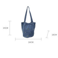 Bolso de cubo de mezclilla bordado, bolso de mano de gran capacidad, bolso de hombro que combina con todo, bolso de compras portátil para mujer, nuevo - details 0