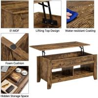 Mesa de Café de Madera Elevable Diseño Moderno para Sala Tamaño 104,5 x 49,5 x (49-61,5) cm Gris - details 32