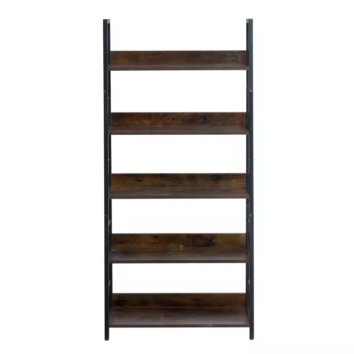 SucceBuy Estantería de metal, estantería industrial de 5 niveles, estantería de almacenamiento vintage rústica alta y ancha con estantes abiertos, estantería de exhibición independiente, para sala de estar, dormitorio y oficina - 1
