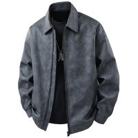 New Solid Leisure Port Wind Man Coat Outdoors Simplicity Fashion Jacket Spring Autumn Retro Style Flip Collar Leather Jacket Man - details 2