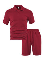 Los hombres de verano de manga corta Traje de Jacquard Casual Sports Hombres Slim Lapelado POLO Camisa de manga corta Traje - details 6