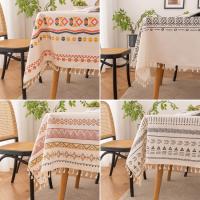 Mantel bohemio Vintage con borlas, impermeable, de algodón y lino, para Patio, exterior, sin arrugas, cubiertas protectoras de mesa - details 1