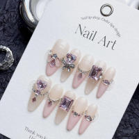 Uñas cómodas y encantadoras de mediados de temporada con dije de diamante Manicura de salón profesional para belleza - details 0