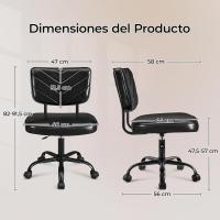 Oficina Ergonómica con Ruedas, Piel Sintética, Escritorio sin Brazos con Altura Ajustable Estudio y Dormitorio, Color Blanco - details 11
