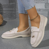 Nuevos mocasines planos de ante con punta redonda de talla grande para mujer, zapatos informales sin cordones - details 24