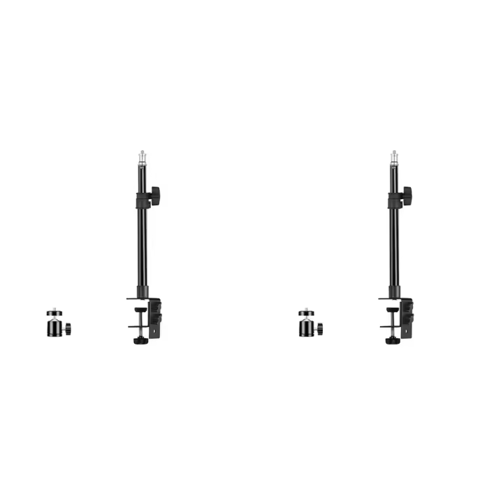 Abrazadera de trípode C, soporte de luz de montaje en escritorio con cabezal de bola de 1/4 pulgadas, accesorio de mesa, soporte de mesa de cámara ajustable, 2 uds. - 1