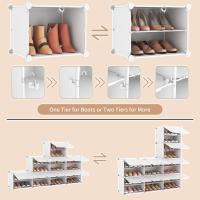 Mueble Plástico, 8 Niveles, 32 Pares de Zapateros, Organizador Portátil, Zapatero Que Ahorra Espacio, para Armario, Entrada, Dormitorio, Pasillo (Blanco, 2 x 8) - details 5