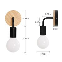 Mini aplique de pared moderno, accesorio de luz Industrial clásico con Base de madera para dormitorio, baño y pasillo, sin bombilla - details 4