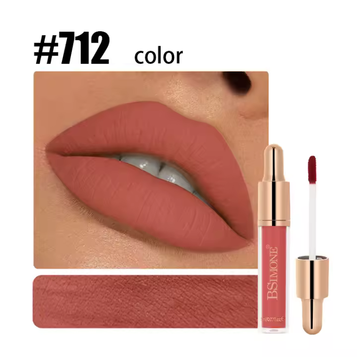 El brillo de labios mate Bsimone es duradero y no se desvanece. El lápiz labial no se pega a la taza. Brillo de labios. - 1