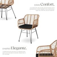 Conjunto de Jardín Exterior de Acero Resistente a la Intemperie 2 Sillas con Cojines (Fundas Extraíbles), 1 Mesa con Cristal Natural - details 2