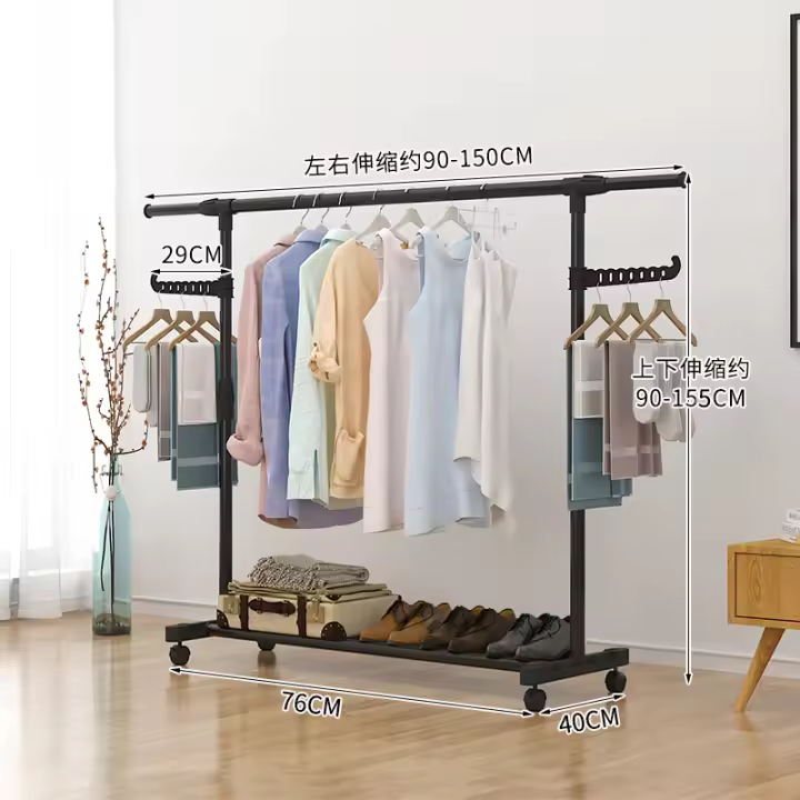 Colgador de ropa de pie nórdico, perchero ajustable para interior, habitación, Metal, Appendiabiti, plegable, decorativo - 1