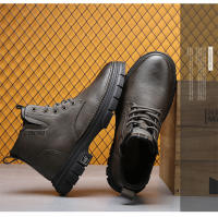 Nuevas botas de trabajo, botas de cuero de moda de caña alta para hombres de estilo británico americano retro - details 22