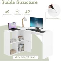 Escritorio L de Doble Tablero, Escritorio con Estantería de 6 Compartimentos, Mesa PC Ordenador para Estudio Oficina - details 1