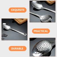 Colador de acero inoxidable pulido, cuchara para sopa, cabezal puntiagudo, filtro de aceite multifuncional, colador, cuchara de sopa para el hogar - details 2